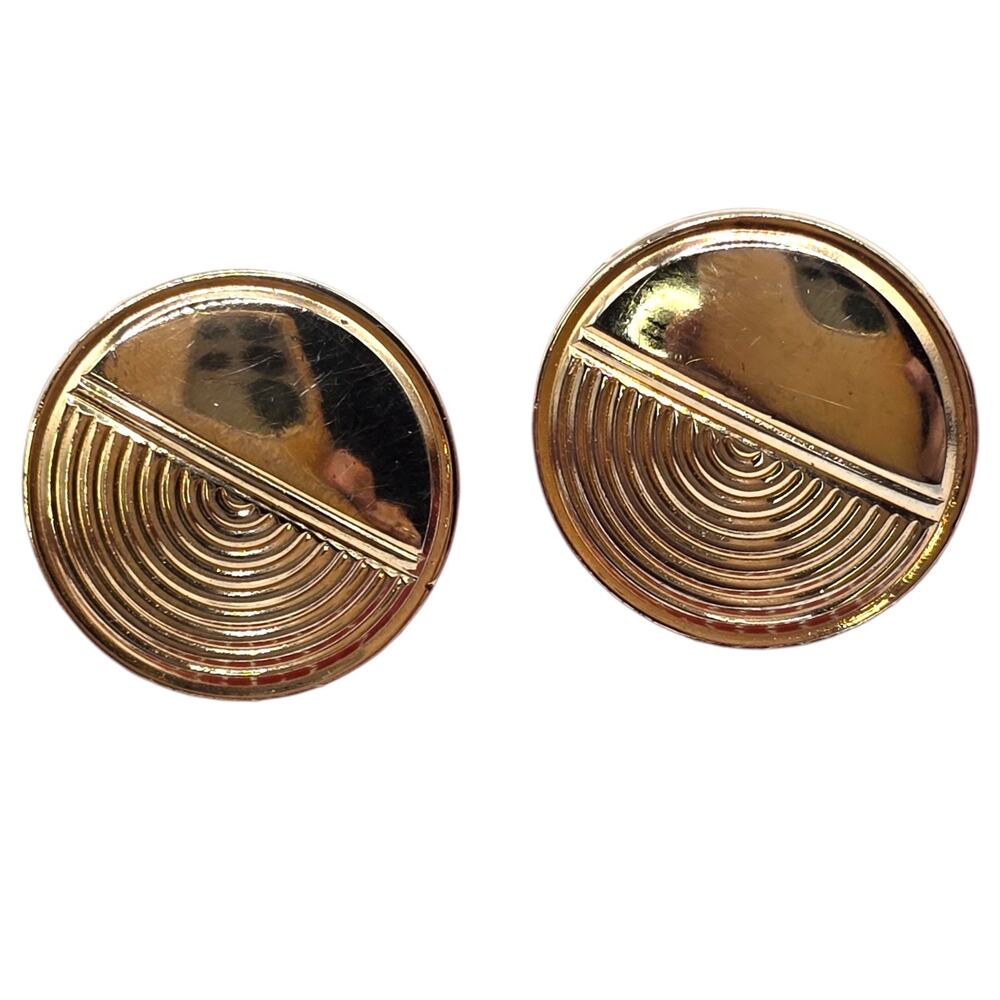 Vintage Cufflinks Concentric Arch Small Circle Polish Finish Toggle Closure